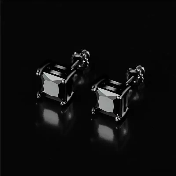 New unisex luxury black stud earrings - Picture 5 of 5